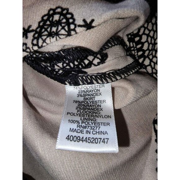 Black & Cream ELLE Womens Sleeveless Lace Overlay Dress Size 16 Made In China El - Picture 9 of 10